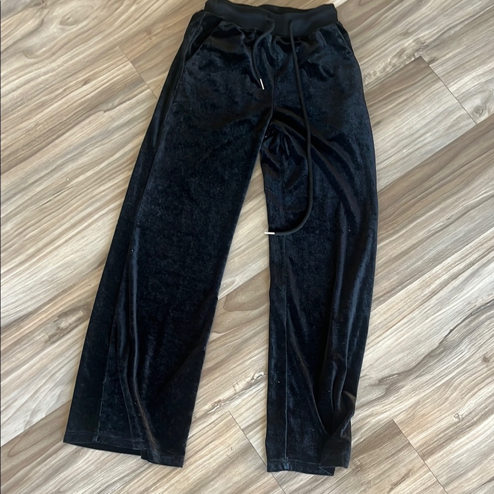 SHEIN Black Velvet Track Pants